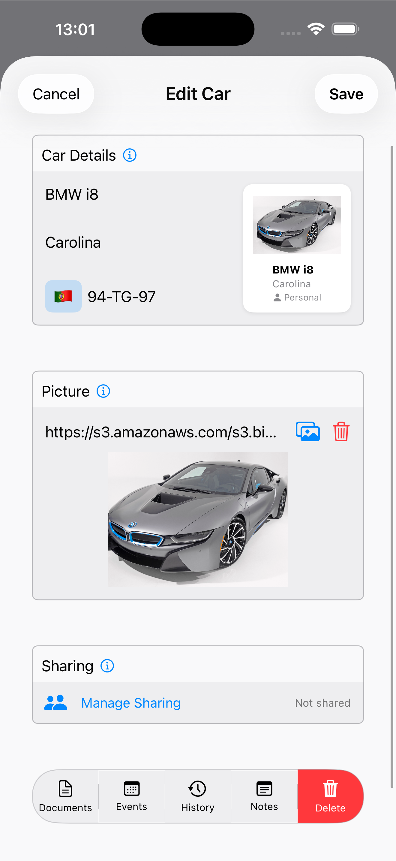 Edit car
